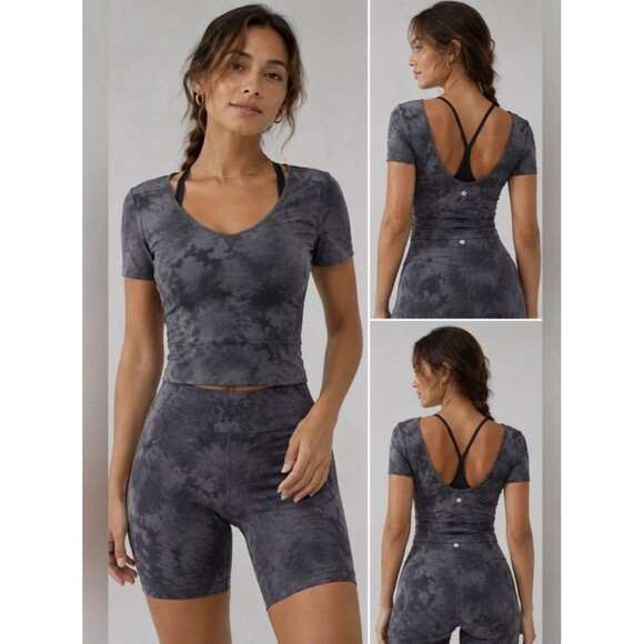 lululemon athletica Tops - Lululemon Align Gray Diamond Dye Short Sleeve V Neck T-Shirt Women’s Size 4